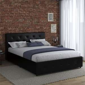 Dakotas Faux Leather Double Bed With Drawers In Black - UK
