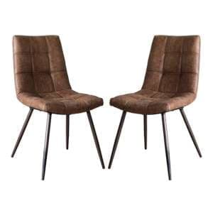 Danbury Brown Faux Leather Dining Chairs In Pair - UK