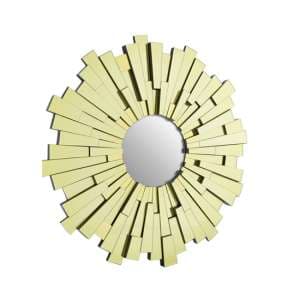 Dania Large Circular Sunburst Design Wall Mirror In Gold - UK
