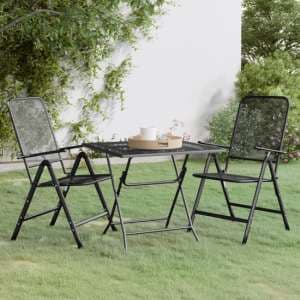 Dania Large Square Metal Mesh 3 Piece Dining Set In Anthracite
