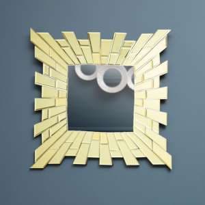 Dania Small Square Sunburst Design Wall Mirror In Gold - UK