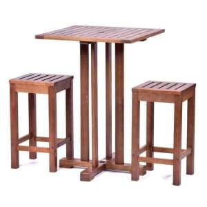 Danil Commercial Hardwood Bar Table Square And 2 Bar Stools