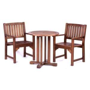Danil Hardwood Dining Table Round And 2 Armchairs