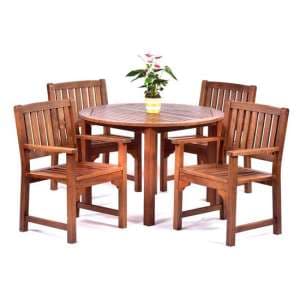 Danil Hardwood Dining Table Round And 4 Armchairs