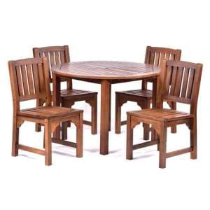 Danil Hardwood Dining Table Round And 4 Side Chairs