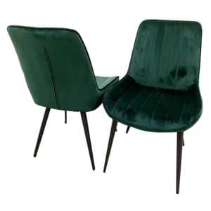 Danville Emerald Green Velvet Dining Chairs In Pair