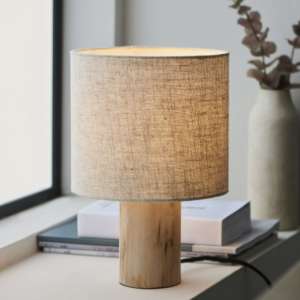 Darbun Fabric Shade Table Lamp With Wooden Base - UK