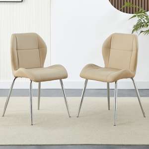 Darcy Taupe Faux Leather Dining Chairs In A Pair - UK