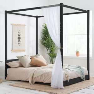 Darian Four Poster Wooden Double Bed In Black - UK