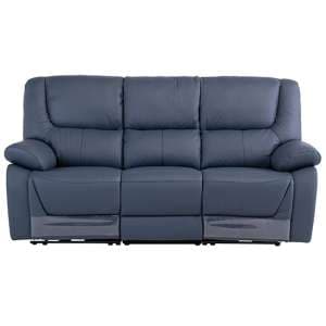 Darla Leather Electric Recliner 3 Seater Sofa In Blue