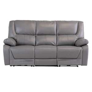 Darla Leather Electric Recliner 3 Seater Sofa In Grey