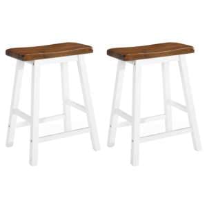 Darla Outdoor Brown And White Wooden Bar Stool In A Pair