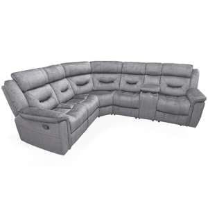 Darley Upholstered Recliner Fabric Corner Sofa In Grey