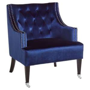 Darligo Upholstered Velvet Armchair In Blue - UK