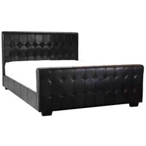 Darra Faux Leather Double Bed In Black - UK