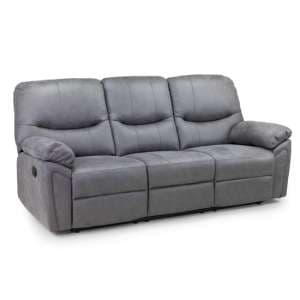 Darrin Faux Leather Recliner 3 Seater Sofa In Grey