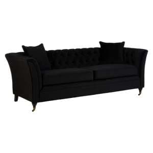 Dartford Upholstered Velvet 3 Seater Sofa In Onyx Black - UK
