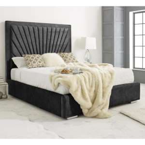Darwin Plush Velvet Double Bed In Black - UK