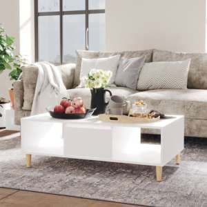 Dastan Wooden Coffee Table With 1 Door In White
