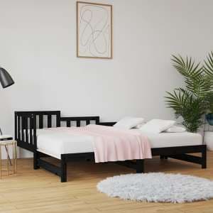 Davey Solid Pinewood Pull-Out Single Day Bed In Black