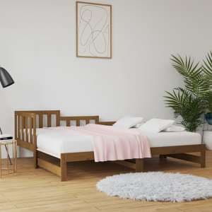 Davey Solid Pinewood Pull-Out Single Day Bed In Honey Brown