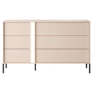 Davis Wooden Chest Of 6 Drawers In Beige With LED - UK
