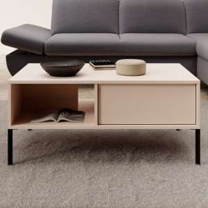 Davis Wooden Coffee Table With 2 Drawers In Beige - UK