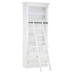 Davoca Small Wooden 1 Section Bookcase With Ladder In White