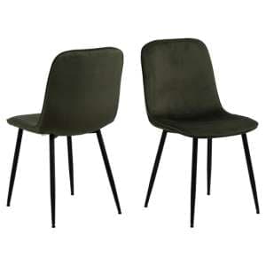 Davos Olive Green Fabric Dining Chairs In Pair - UK