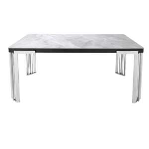 Davos Sintered Stone Coffee Table In Grey With Silver Frame - UK