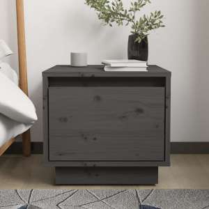 Dawes Solid Pinewood Bedside Cabinet With 1 Drawer In Grey - UK