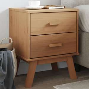 Dawlish Wooden Bedside Cabinet With 2 Drawers In Brown - UK