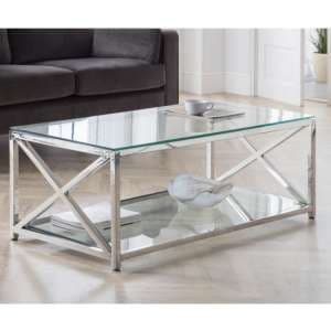 Maemi Glass Coffee Table With Chrome Stainless Steel Frame
