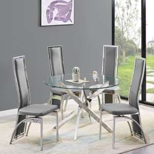 Daytona Round Glass Dining Table With 4 Chicago Grey Chairs