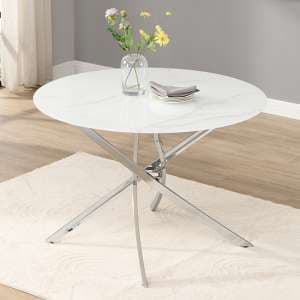 Daytona Round Glass Dining Table In Diva Marble Effect - UK