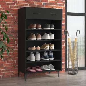 Decatur Wooden Shoe Storage Rack In Black - UK