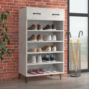 Decatur Wooden Shoe Storage Rack In Concrete Effect - UK