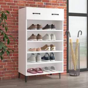Decatur Wooden Shoe Storage Rack In White - UK
