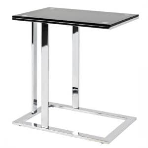 Declan Glass Side Table In Black With Chrome Base