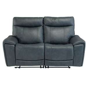Deland Faux Leather Electric Recliner 2 Seater Sofa In Blue - UK