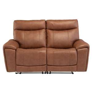 Deland Faux Leather Electric Recliner 2 Seater Sofa In Tan - UK