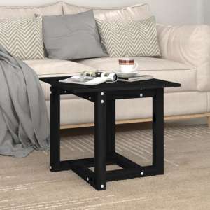 Delaney Square Pine Wood Coffee Table In Black