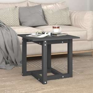 Delaney Square Pine Wood Coffee Table In Grey