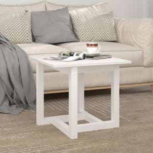 Delaney Square Pine Wood Coffee Table In White