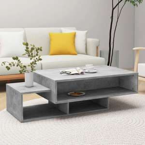 Delano Wooden Coffee Table With 3 Shelves In Concrete Effect - UK
