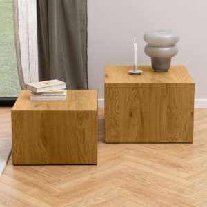 Delft Wooden Set Of 2 Coffee Tables In Matt Wild Oak - UK