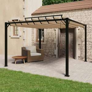 Delia Fabric 3m x 3m Gazebo With Louvered Roof In Taupe - UK