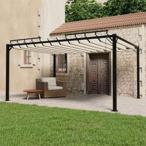 Delia Fabric 3m x 4m Gazebo With Louvered Roof In Cream - UK