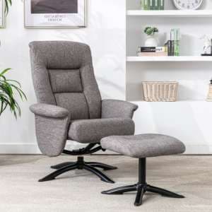 Delray Fabric Swivel Recliner Chair With Stool In Beige