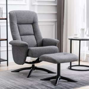 Delray Fabric Swivel Recliner Chair With Stool In Grey